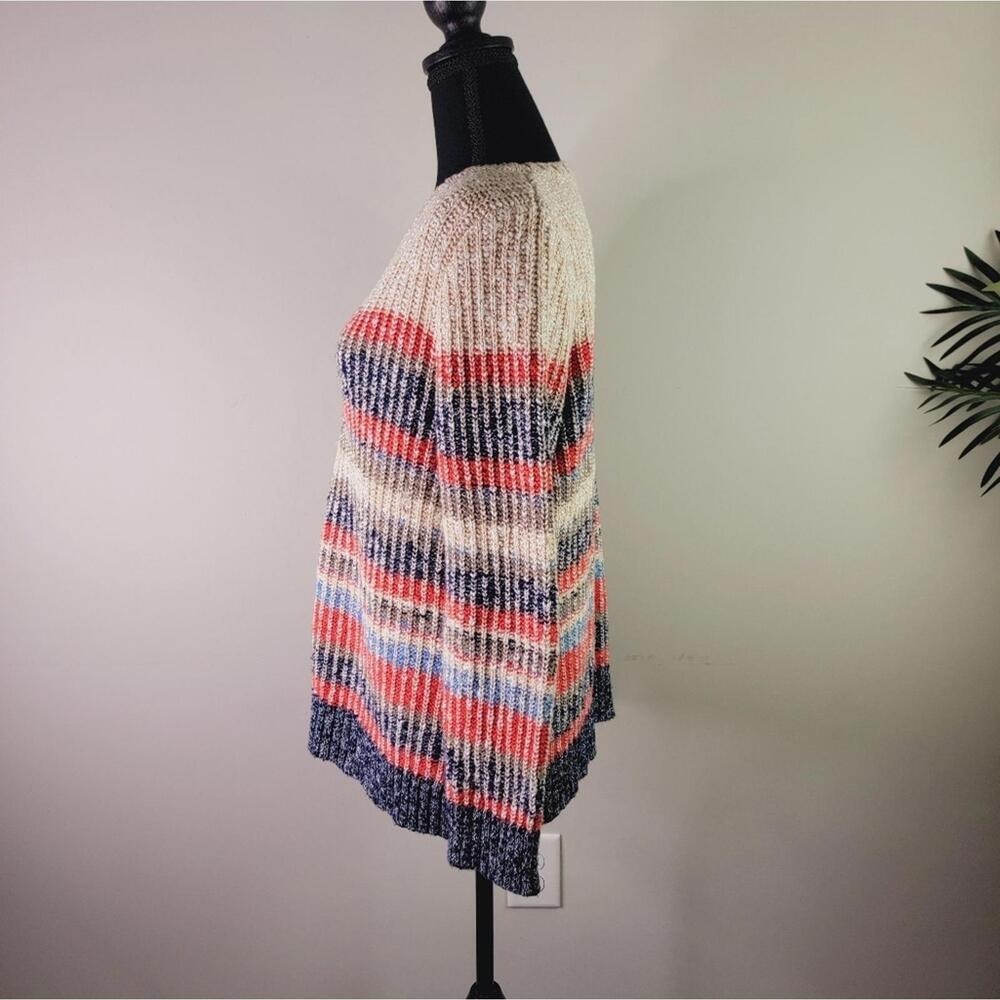 LL Bean Womens Large Multi Color Striped Shaker‎ Stitch Knit Crewneck Sweater - Picture 3 of 5